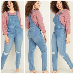 Old Navy Stella Distressed Jean Side-Zip Overalls